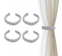 TopHomer Lot de 4 embrasses pour rideaux en chanvre et corde de coton | Support de rideau pour salon et chambre à coucher | Décoration bohème (cordon en coton gris clair)