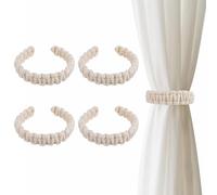 TopHomer Lot de 4 embrasses pour rideaux en chanvre et corde de coton | Support de rideau pour salon et chambre à coucher | Décoration bohème (cordon en coton blanc crème)