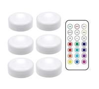 TopHomer Lumières LED sans fil à intensité variable avec télécommande et minuteur, lampes à poussoir à piles 3 AAA, lampes à poussoir à changement de couleur, à coller n’importe où pour la cuisine et