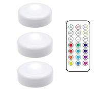 TopHomer Lumières LED sans fil à intensité variable avec télécommande et minuteur, lampes à poussoir fonctionnant avec 3 piles AAA, lampes à poussoir à changement de couleur, à coller n’importe où