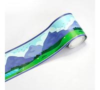 TopHomer - Papier peint mural auto-adhésif en PVC - Bleu-vert - Nature - 10 x 500 cm - Résistant aux taches - Pour chambre d'enfant, salle de classe ou salle de jeux - Lac des montagnes