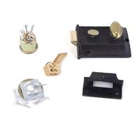 TopHomer Verrou de nuit traditionnel noir avec cylindre de serrure en acier et 3 clés pour porte de 35 mm à 55 mm