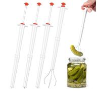 Tophoniex Lot de 4 pinces à cornichons de luxe en acier inoxydable et plastique - 20,3 cm - Blanc