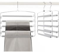 Topia Hanger CT27G Lot de 3 cintres à Bras oscillants pour Placard, antidérapants rembourrés en Mousse pour Pantalons, Jeans, Pantalons, Jupes, écharpes (Gris)