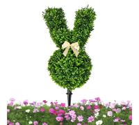 Topiaire de lapin de Pâques - Plante artificielle d'extérieur - Arbre topiaire décoratif en pot | Jardin, terrasse, porche, cour, entrée, décoration saisonnière de vacances de Pâques avec feuillage
