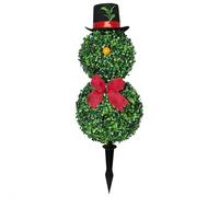 Topiaire de Noël en forme de bonhomme de neige artificiel de 78,7 cm avec nœud rouge et chapeau de Père Noël, topiaires en buis pour intérieur ou extérieur, décoration de porche