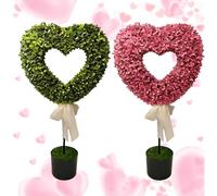 Topiaire en Forme de Cœur de 75 Cm pour l'Extérieur, Arbre Topiaire Artificiel en Forme de Cœur avec Pot et Nœud Papillon, Décoration Boule en Buxus Faux pour Intérieur et Extérieur