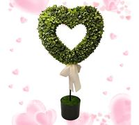 Topiaire en Forme de Cœur de 75 Cm pour l'Extérieur, Arbre Topiaire Artificiel en Forme de Cœur avec Pot et Nœud Papillon, Décoration Boule en Buxus Faux pour Intérieur et Extérieur