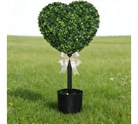 Topiaire en Forme de CœUr de 76 Cm (2,5 Pi), Topiaire en Forme de CœUr pour La Saint-Valentin, avec Pot, Arbre Topiaire RéAliste en Buis Artificiel en Forme de CœUr(1 PCS Green)