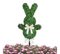 Topiaire en forme de lapin d'extérieur - Décoration de buis de Pâques de 90 cm, topiaire de lapin artificiel avec piquet - pour la maison, le lieu de travail, le porche, le jardin, la terrasse, la