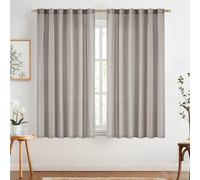 TOPICK 2 Pieces Rideau à Rayures Rideau Lin Gris Rideaux Fenêtre Moderne Décorations Intérieur Élégant Rayé Longue avec Sacs Plaqués Filtrer Lumière Salon Chambre à Coucher 140 x 175 cm (LxH)