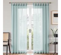 TOPICK Lot de 2 Rideau Voilage Bleus Fenetre Transparent Couleur Pure Décoration d'Intérieur Salon Maison Chambre Cuisine Léger Lavable Romantique 140 x 225 cm