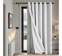 TOPICK Rideau Occultant Isolant Thermique Anti Chaleur Froid, Double Couche Amovible, 200x260cm (LxH) Lot de 1 à Oeillets, Tenture Opaque pour Porte Chambre Salon,Blanc
