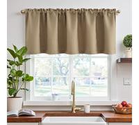 TOPICK Rideaux Cuisine Brise Bise Court Rideau, Motif Gaufre Marron 150L X 45H cm 1 Panneau à Passe Tringle, pour Chambre Petite Fenêtre Placard Meuble Bas