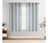 TOPICK Rideaux Salon Fenetre Draperies Intérieurs a Rayure Bleu sur Beige 130L X 145H cm, Rideau et Draperie Chambre Adult Style Vintage avec Oeillets pour Porte Salon Chambre a Coucher Lot de 2