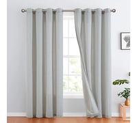TOPICK Rideaux Salon Fenetre Draperies Intérieurs a Rayure Bleu sur Beige 130L X 245H cm, Rideau et Draperie Chambre Adult Style Vintage avec Oeillets pour Porte Salon Chambre a Coucher Lot de 2