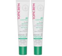 Topicrem - AC CONTROL Fluide Matifiant - Soin Visage Anti Sébum, Anti Brillance - Matifie le Teint 12h, Resserre les Pores - Peaux Sensibles, Mixtes à Grasses - 40 ml (Lot de 2)