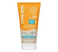 Topicrem - Sun Protect, Crème Mousse Fini Mat SPF50 - Crème Solaire Visage Haute Protection, Hydrate 24h, Fini Mat - Soin Peaux Sensibles, Exposées au Soleil - Parfum Ensoleillé - 50 ml