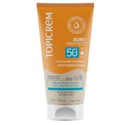 Topicrem - Sun Protect, Lait Solaire Hydratant Visage et Corps SPF50+ - Crème Solaire Très Haute Protection, Hydrate 24h - Soin Peaux Sensibles, Dès 3 Ans - Parfum Ensoleillé - 50 ml