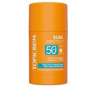 Topicrem - Sun Protect, Stick Invisible SPF50+ - Stick Solaire Visage Très Haute Protection, Hydrate 8h - Soin Peaux Sensibles, Exposées au Soleil - Sans Parfum - 15 g