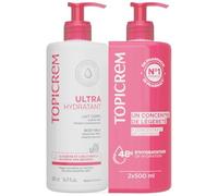 Topicrem Lait Corps Ultra Hydratant Peaux sensibles – Hydrate 48h – 2x500 ml