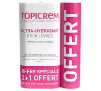 Topicrem Ultra-Hydratant Stick Lèvres 4 g 2 + 1 Stick Lèvre Offert