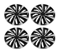 Topiky 15 Pouces Enjoliveurs de Roue, Noir et Argent | Enjoliveur universel avec plastique ABS, adapté aux roues en acier de 15 pouces, remplacement pour 500