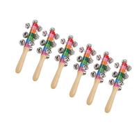 Topiky 6 Pièces Poignée en Bois Jingle Bell Bâtons Jouet éducatif pour Enfants Tout-petits Clochettes Arc-en-ciel Secouant les Cloches pour la Coordination Sensorielle et œil-main