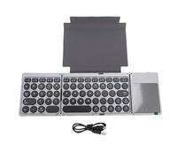 Topiky Clavier Bluetooth Pliable avec pavé Tactile et Housse en Cuir PU, Clavier de Poche de Voyage, Pliable Portable Pleine Taille pour Tablette, Ordinateur Portable,