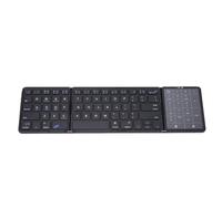 Topiky Clavier Bluetooth Portable à Trois Volets avec pavé Tactile, Clavier Portable sans Fil Bluetooth, Claviers Pliables de Poche Ultra Fins Rechargeables, de Voyage Pliable (Black)