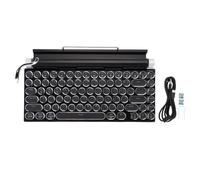 Topiky Clavier de Machine à écrire sans Fil, Clavier de Machine à écrire D'ordinateur Mécanique et Rétro, Claviers de Jeu, Claviers Bluetooth sans Fil pour Téléphone de Tablette (Black)