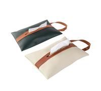 Topiky Distributeur Multifonctionnel en Cuir PU, Porte-mouchoirs pour Voiture, Design Minimaliste, Entretien Facile, Paquet de 2 Pièces pour Offrir en Cadeau (Beige et Vert foncé)