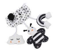 Topiky Hochet de Siège d'auto pour bébé à Suspendre en Spirale Noir et Blanc - Peluche Animal de Dessin animé avec Clochette, Jouet d'activité Apaisant pour nouveau-né, Jouet à Suspendre pour