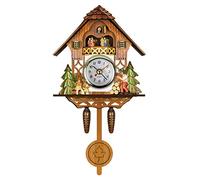 Topiky Horloge Murale Vintage, Horloge à Coucou, Horloge Murale Rétro en Bois pour Nichoir à Coucou, Décoration D'intérieur, Horloge à Coucou Suspendue, Pendule à Cloche Pivotante (CM001)
