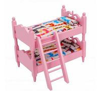 Topiky Lit superposé en Bois pour Poupée 1:12 avec échelle, Décoration | Ensemble de lits superposés pour maison de poupée, accessoire de bricolage, avec échelle pour maison de poupée à l\'échelle