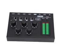 Topiky Mini Mélangeur à 4 Canaux avec Affichage de Niveau LED, Mélangeur Audio Mini Audio Ultra Bas, Entrée avec Commandes de Volume Indépendantes, de Ligne à 4 Canaux pour le Sous-mélange, Petits