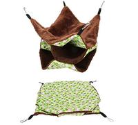 Topiky Petit Hamac pour Animaux de Compagnie, Sac de Couchage Chaud Suspendu à Trois Couches pour Hamster, Planeur de Sucre, écureuils, Accessoires de Cage Mignons avec Crochets (Green)