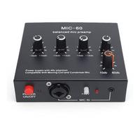 Topiky Préample de Micro équilibré, Entrée XLR à 3 Canaux avec 48 V Power 10DB à 60 DB Gain pour les Microphones Dynamiques à Condenseur, Studio Enregistrer le Podcast en Streaming en