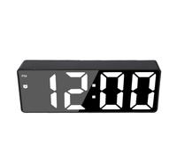 Topiky Réveil Miroir LED, Horloge Numérique Intelligente avec Commande Vocale, Grand écran, Mouvement Silencieux, Options d'alimentation Double, Fonctions Snooze et Mémoire