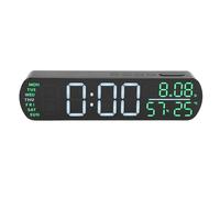 Topiky Réveil Numérique à Grand écran avec DST Automatique, pour Chambre à Coucher, Salon, Calendrier, Port USB (Feu Vert Coquille Noire)