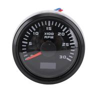 Topiky Tachymètre 52 Mm 3000 Tr/min, Rétroéclairage DC 9-32 V 7 Couleurs, Jauge de Régime de Voiture avec Compteur Horaire pour Camion Tracteur Bateau (Cadran noir Lunette noire CX6223B)