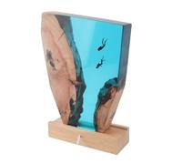 Topiky Veilleuse de Plongée Colorée LED en Bois et Résine, Lampe de Chevet Océan, 7 Couleurs RVB Alimentée par USB, Décoration de Bureau du Monde Sous-marin pour les Amateurs de Plongée Sous-marine,