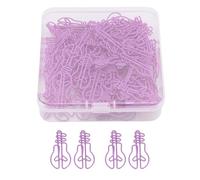 TOPINCN 100pcs Clips Décoratifs, Pinces de Feuille, Porte-autochtones, Fournitures de Papeterie de Bureau, Forme D'ampoule de nouveauté Fichettes en Papier en Métal pour le Calendrier, (violet)