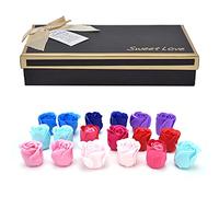 TOPINCN 18pcs Fleurs de Savon coloré, Articles de Toilette de Forme à Fleurs Artificiels, Décoration de Salle de Bain, Roses Savourées Parfumées avec Parfum Durable pour les Femmes,