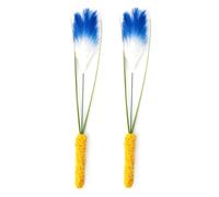 TOPINCN 2 Pièces Baguette de Teaser pour Chat Jouet d'herbe en Peluche Réaliste Bâton de Taquin Interactif pour Chats et Chaton, Jouets de Chats en Ruban de Polyester D'intérieur (Blue)