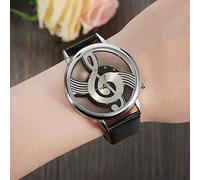 TOPINCN 2Colors Couple Analogique en Quartz avec Bracelet PU, Musique Design Wristwatch pour Style décontracté (BLACK)