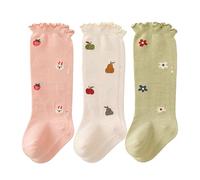 TOPINCN 3 Paires de Bas Hauts pour bébé, Chaussettes Hautes en Coton peigné Super Chaudes pour Nourrissons, Design Mignon, Matériau Doux et Confortable (1 à 3 Ans)