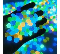 TOPINCN 300 Pièces de Pierres Luminescentes, Pierres Lumineuses Décoratives pour Aquarium, Jardin et Fête, Résine Plastique Non Toxique, 14 * 11mm, Brillant dans le Noir (B)