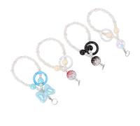 TOPINCN 4 Pièces Sangle de Charme de Téléphone Dragonne de Téléphone Perlée Mignonne Accessoires de Portable Fonctionnels Élégants avec Perles en Alliage de Zinc pour une