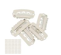 TOPINCN 50 Pcs Clamp/Holder D'extension de Cheveux Clips de Peigne à Pression Durables pour Perruque Bricolage Beige, Clips à Pression en Métal à 6 Dents, Idéal pour les Tresses de Cheveux, Fixation